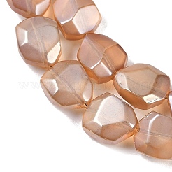 電気メッキガラスビーズセット  艶消し  ファセットポリゴン  砂茶色  12.5x9.5x7mm  穴：1mm  約50個/連  23.86インチ（60.6cm）&nbsp;EGLA-C009-01A-PL02
