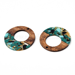 Transparent Resin & Walnut Wood Pendants&nbsp;RESI-TAC0017-74-A02