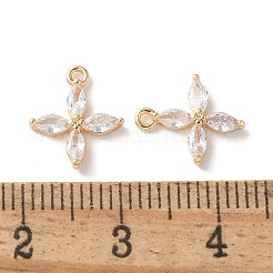 Real 18K Gold Plated Brass Cubic Zirconia Charms&nbsp;X-KK-R037-157G