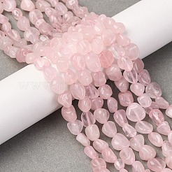 天然石ローズクォーツビーズ連売り  ナゲット  タンブルストーン  パールピンク  6~8x8~10x3~8mm  穴：1mm  約50個/連  15.55''（39.5センチメートル）&nbsp;G-Q060-E21-04
