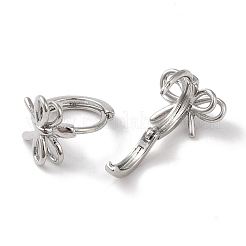 女性用蝶結び真鍮フープピアス  プラチナメッキ  10.5x10mm&nbsp;EJEW-U008-13P