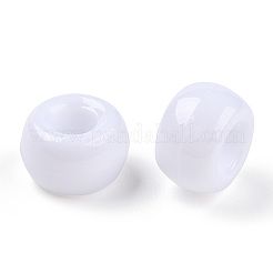 不透明なプラスチックビーズ  バレル  ホワイト  9x6mm  穴：3.8mm  約1950個/500g&nbsp;KY-T025-01-F18