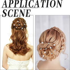 40個 2スタイル スパイラルヘアピン コイルアイロン ヘアアクセサリー  ABSイミテーションパール/ラインストーン付き  プラチナ  11~16x13.5mm  30個/スタイル&nbsp;OHAR-SP0001-10A
