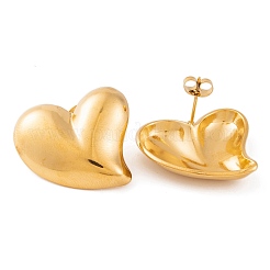 Ion Plating(IP) Heart 304 Stainless Steel Stud Earrings for Women&nbsp;EJEW-L272-033G-03