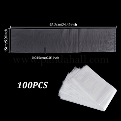 長方形のプラスチック包装用長袋  透明  62.2x15x0.015cm  100個/セット&nbsp;PE-WH0006-03B