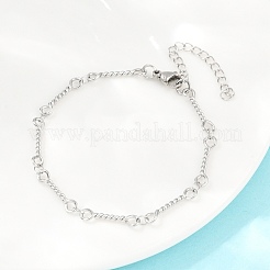 304 Stainless Steel Twisted Rope Link Chain Bracelets for Women&nbsp;BJEW-A160-09P