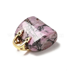 Natural Rhodonite Brass Pendants&nbsp;KK-E274-01G-21