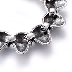 レトロ 304 ステンレススチール リンク ブレスレット  カニカン付き  スカル  アンティークシルバー  8-5/8インチ（22cm）  21x8mm&nbsp;BJEW-L631-06AS