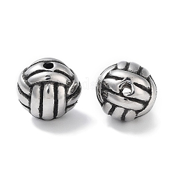 304ステンレススチールビーズ  スポーツボール  バレーボール  アンティークシルバー  8.5x8mm  穴：1.2mm&nbsp;STAS-M057-43AS-01