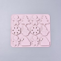 クリスマステーマ食品グレードシリコンモールド  フォンダン型  DIYケーキデコレーション用  チョコレート  キャンディ  UVレジン＆エポキシ樹脂ジュエリー作り  混合図形  ピンク  200x240x8mm  内径：52~61x46~58mm&nbsp;DIY-F047-01