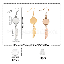 6 Pairs 6 Color Blank Clear Glass Dome Dangle Earrings&nbsp;EJEW-AB00013