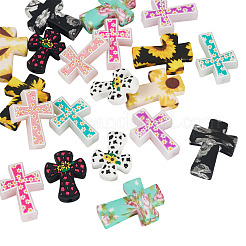20Pcs 10 Styles Cross Silicone Focal Beads&nbsp;SIL-TA0002-78