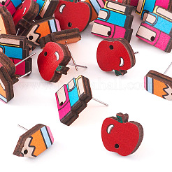 30Pcs 3 Style Teachers' Day Natural Wood Stud Earring Findings&nbsp;DIY-TA0006-63