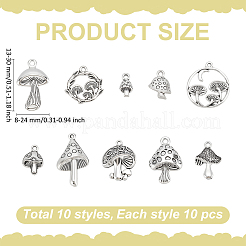 100Pcs 10 Styles Tibetan Style Alloy Pendants&nbsp;TIBEP-ME0001-11