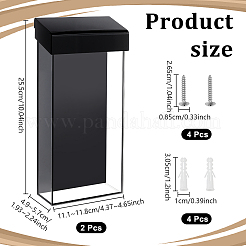 アクリル製壁掛け小冊子収納ラック  長方形  ブラック  255x111~118x49~57mm  穴：14.5x9.5mm&nbsp;AJEW-WH0596-697A