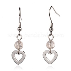Heart Natural Gemstone Dangle Earrings&nbsp;EJEW-JE01884