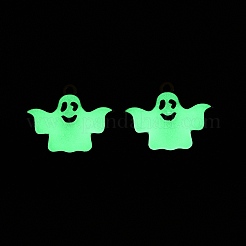 ハロウィーンテーマラックメッキ蓄光合金エナメルペンダント  暗闇で光る  ゴーストチャーム  プラチナ  19.5x23.5x2mm  穴：1.6mm&nbsp;ENAM-N056-238P