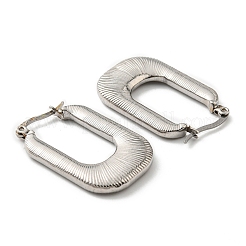 変色しない304ステンレススチール製長方形フープピアス（女性用）  ステンレス鋼色  32x20x3.5mm&nbsp;EJEW-F319-01P