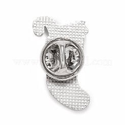 クリスマスソックスエナメルピン  バックパック服の合金バッジ  プラチナ  カラフル  24x15x1.8mm&nbsp;JEWB-G010-01P