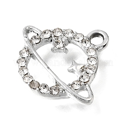 UVメッキ合金クリスタルラインストーンペンダント  惑星チャーム  プラチナ  15.5x18x3mm  穴：2mm&nbsp;RB-CBAD37D-01P