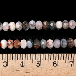 天然の赤い樹木瑪瑙ツリーアゲートのビーズ連売り  多面カット  ロンデル  5.5~6.5x4.5mm  穴：1mm  約91~94個/連  15.35''（39cm）〜15.43''（39.2cm）&nbsp;G-D344-A21