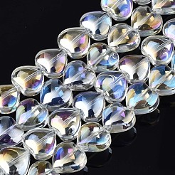 電気メッキガラスビーズセット  ABカラー  ハート  クリアAB  9~10x10x5.5mm  穴：0.8mm  約70~71個/連  25.20インチ〜26.38インチ（64~67cm）&nbsp;X-EGLA-S188-14-B03