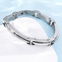 304ステンレススチールリンクチェーンブレスレット女性男性用  ステンレス鋼色  8-3/4インチ（22.1cm）&nbsp;BJEW-R018-05P
