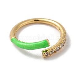 Rack Plating Brass Cubic Zirconia Open Cuff Rings for Women&nbsp;RJEW-S407-04C