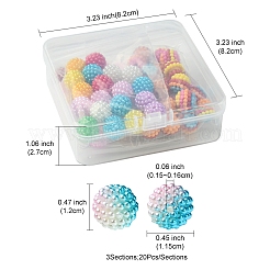 3 スタイル ABS プラスチックビーズ  ワックスベリーの形  ミックスカラー  12x11.5mm  穴：1.6mm  20個/スタイル&nbsp;KY-FS0001-24