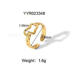 女性用304ステンレススチールカフリング  18KGP本金メッキ  ハート  10mm  内径：18mm&nbsp;HY5627-1