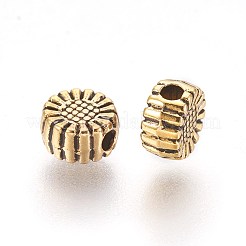 チベット風合金ビーズ  鉛フリー及びカドミウムフリー  花  アンティーク黄金  5.5x5.5x3mm  穴：1mm&nbsp;K0P7G031