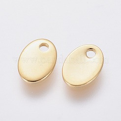 304ステンレススチールチャーム  空白タグのスタンプ  オーバル  18KGP本金メッキ  7x5x0.9mm  穴：1mm&nbsp;X-STAS-L234-065B-G