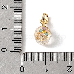 天然石クオーツクリスタルペンダント  真鍮製の金具が付いたロッククリスタルの花のチャーム  ゴールドカラー  11.5x7.5x8mm  穴：3.5mm&nbsp;KK-D262-05G-01