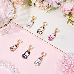 6Pcs 6 Colors Alloy Enamel Cat Stethoscope Pendant Decorations&nbsp;HJEW-SP0001-39