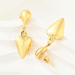 女性用304ステンレススチールスタッドピアス  ハート  ゴールドカラー  31x11mm&nbsp;EJEW-A125-38G