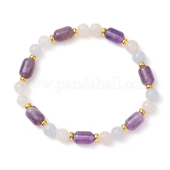 Natural Gemstone Round & Barrel Beads Stretch Bracelets for Women Men&nbsp;BJEW-JB13478