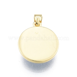 ガラスチャーム  ゴールデンメッキ真鍮パーツ  ナザールボンジュウ付きフラットラウンド  ブラック  19x16.5x5mm  穴：5x3.5mm&nbsp;KK-I691-04F
