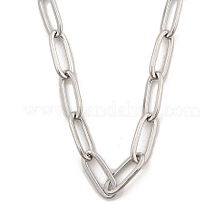 女性用304ステンレススチールペーパークリップチェーンネックレス  ステンレス鋼色  23.23インチ（59cm）&nbsp;NJEW-C011-03P-02