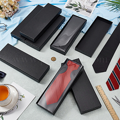 紙製厚紙製ネクタイ収納ボックス  長方形  ブラック  27x9.7x3.2cm&nbsp;CON-WH0107-65