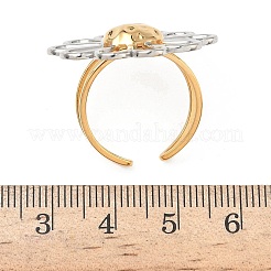調節可能な304ステンレススチール製カフオープンリング（女性用）  花  ゴールデン·ステンレス鋼色  25.5x27.5mm  調整可能&nbsp;RJEW-B158-01GP