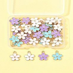 40本4色合金エナメルチャーム  花  ミックスカラー  15x13x2.5mm  穴：1.5mm  10個/カラー&nbsp;ENAM-FS0003-37