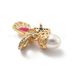 Rack Plating Brass Cubic Zirconia European Dangle Charms&nbsp;KK-Q017-29G