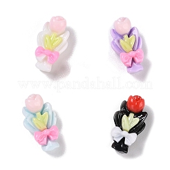 オペーク樹脂カボション  ミックスカラー  チューリップ  花  11~15.5x9~13.5x6~6.5mm&nbsp;RESI-K027-33B