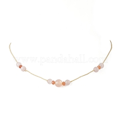 Adjustable Round Natural Carnelian & Cat Eye & Dyed Natural Malaysia Jade Rondelle Beaded Braided Necklaces&nbsp;NJEW-JN05322