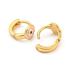 ナザールボンジュウ 本物の 18K 金メッキ 真鍮 フープ イヤリング  エナメルとクリアなキュービックジルコニア  ミックスカラー  10.5x5.5mm&nbsp;EJEW-L269-064G