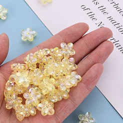 透明なアクリルビーズ  ABカラー  花  きいろ  14.5x15.5x7mm  穴：1.8mm  約657個/500g&nbsp;TACR-S154-45C-915