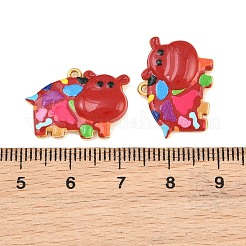 プリントされた304ステンレススチールのエナメルペンダント  乳牛のお守り  イオンプレーティング（ip）  18KGP本金メッキ  カラフル  16x22x4mm  穴：1mm&nbsp;SA-CBADC81-08G-05