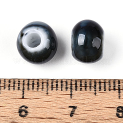 手作りの陶器ビーズ  ロンデル  ファンシーアンティーク施釉磁器  ダークスレートブルー  8.2~9x7~7.5mm  穴：2.5~3mm&nbsp;PORC-T133-11A-03
