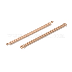イオンプレーティング（IP）304ステンレススチールリンク  バーコネクタチャーム  ローズゴールド  35x2.5x1.5mm  穴：1.4mm&nbsp;STAS-Q323-05E-RG