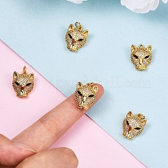 5Pcs Brass Micro Pave Clear & Green Cubic Zirconia Pendants&nbsp;ZIRC-SZ0003-18